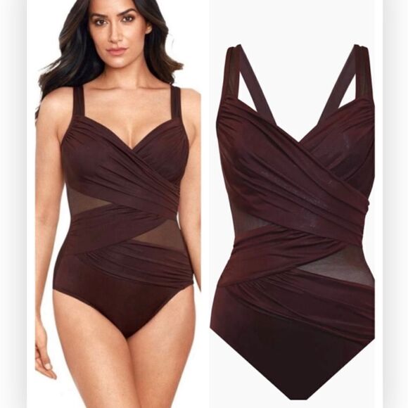 NWT Miraclesuit Swim Network One-Piece Swimsuit Sumatra LOOK 10 Pounds slimmer - Picture 1 of 13